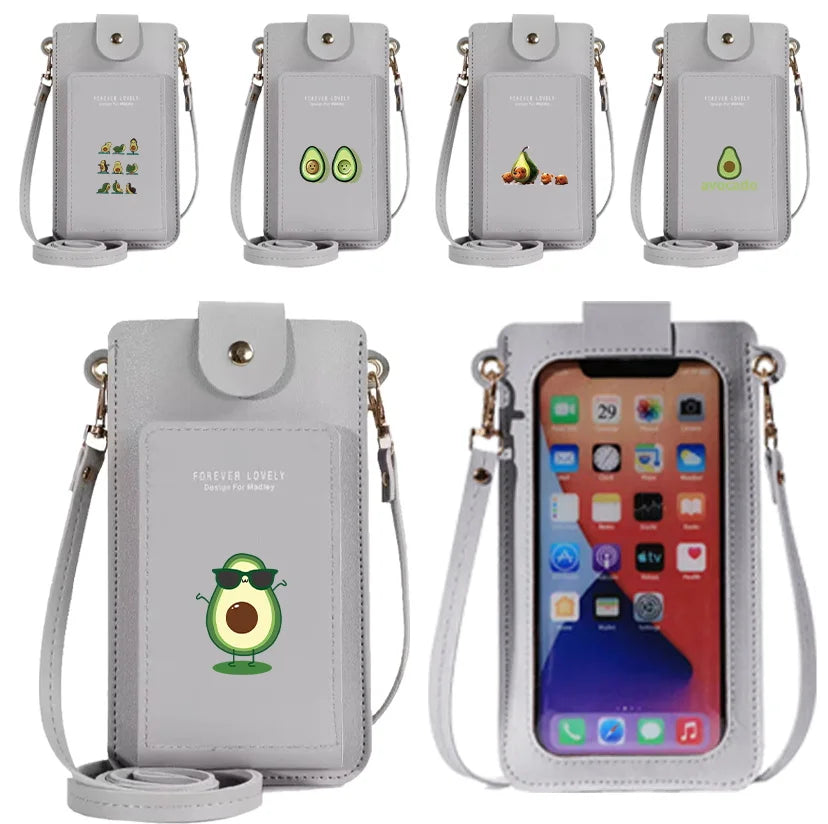 Avocado Print Cell Phone Bag Wallet ID Card Holder Crossbody Purse
