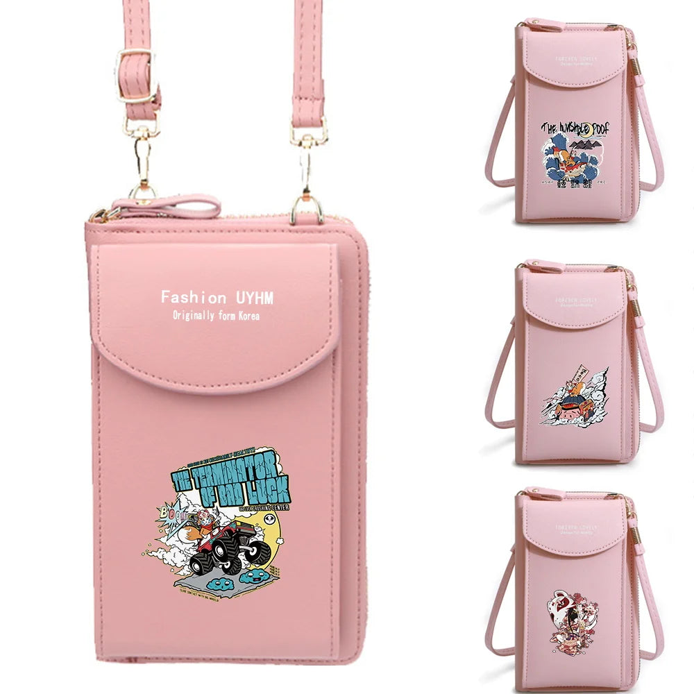 Cell Cover Mask Print Crossbody Shoulder Bag Wallet Case
