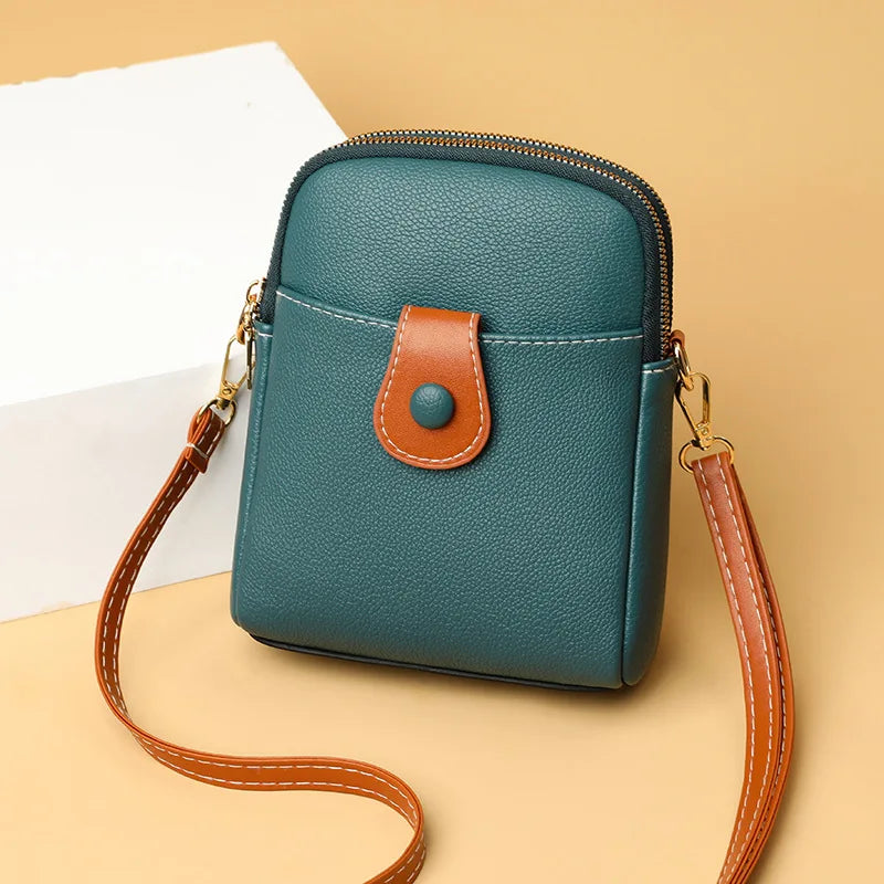 Women's PU Leather Crossbody Bag Multi-layer Handbag