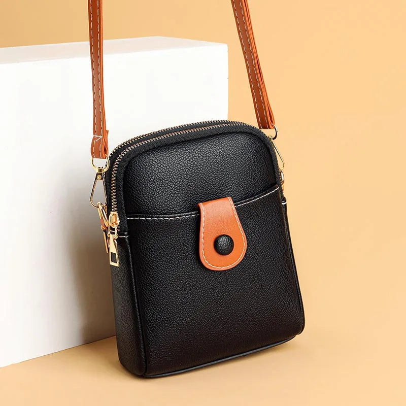 Women's PU Leather Crossbody Bag Multi-layer Handbag
