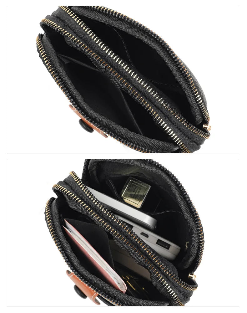 Women's PU Leather Crossbody Bag Multi-layer Handbag