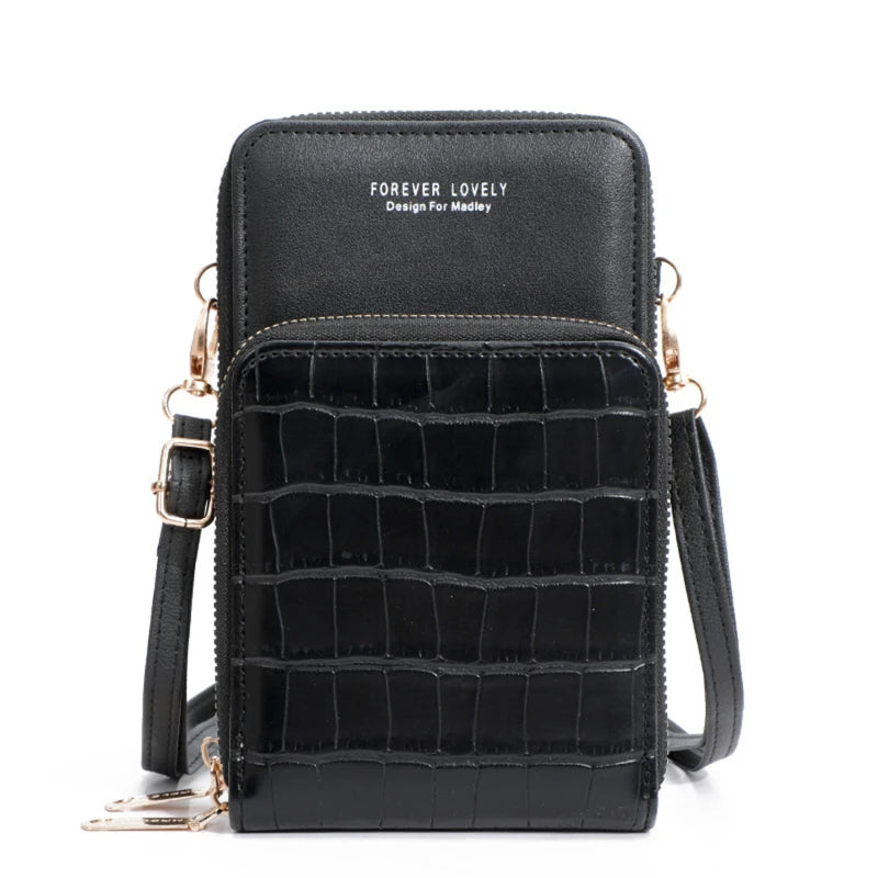 Metal Opening Crossbody Bag Mini Solid PU Leather Shoulder Messenger Bag