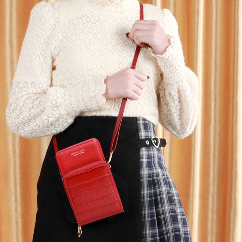 Metal Opening Crossbody Bag Mini Solid PU Leather Shoulder Messenger Bag