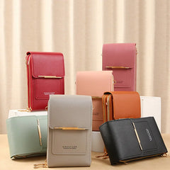 Women's Leather Crossbody Phone Bag Touch Screen Purse