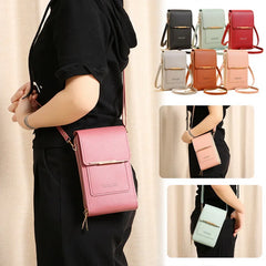 Women's Leather Crossbody Phone Bag Touch Screen Purse