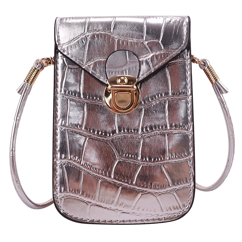 Crocodile Flap Leather Shoulder Bag for Women