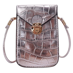 Crocodile Flap Leather Shoulder Bag for Women