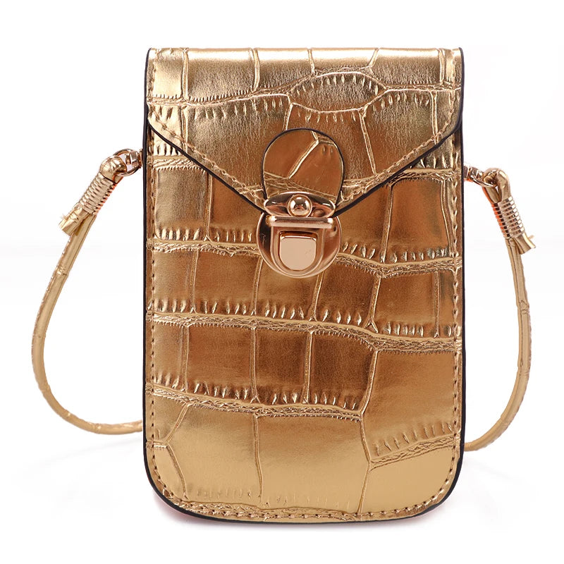 Crocodile Flap Leather Shoulder Bag for Women