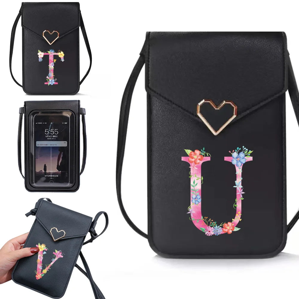 Pink Crossbody Bag for Women, Travel Shoulder Bag with Initial Name