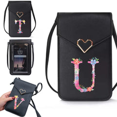 Pink Crossbody Bag for Women, Travel Shoulder Bag with Initial Name