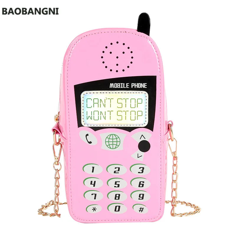 Mobile Phone Chain Crossbody Bag Reflective Purses Girls Shoulder Novelty Clutch
