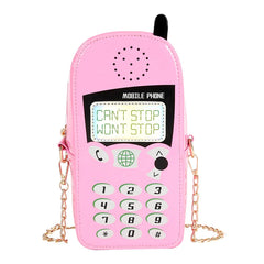 Reflective Crossbody Bag Mobile Phone Shape Chain Girls Shoulder Clutch Bag