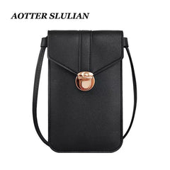 Red Leather Clutch Purse Handbag Mini Bag with Touch Screen, Shoulder Strap