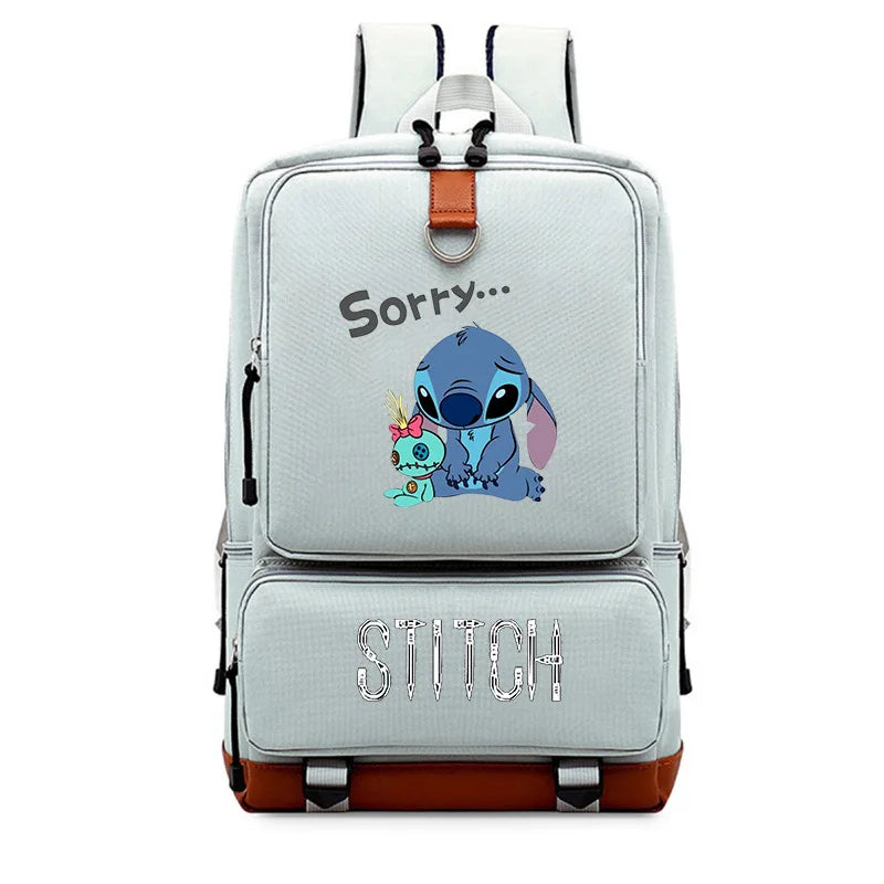 Stitch Schoolbag Leather Backpack Men Laptop Pink Women Travel Book Bag