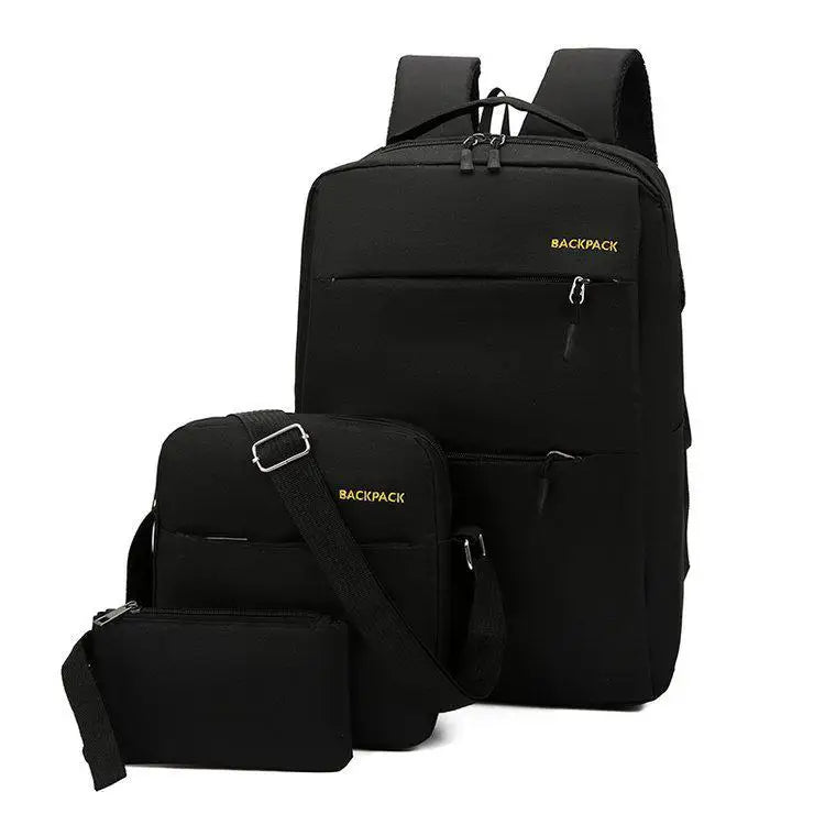Men's Backpack Set 3 Pcs Male Shoulder Bag Teen Student Book Bag