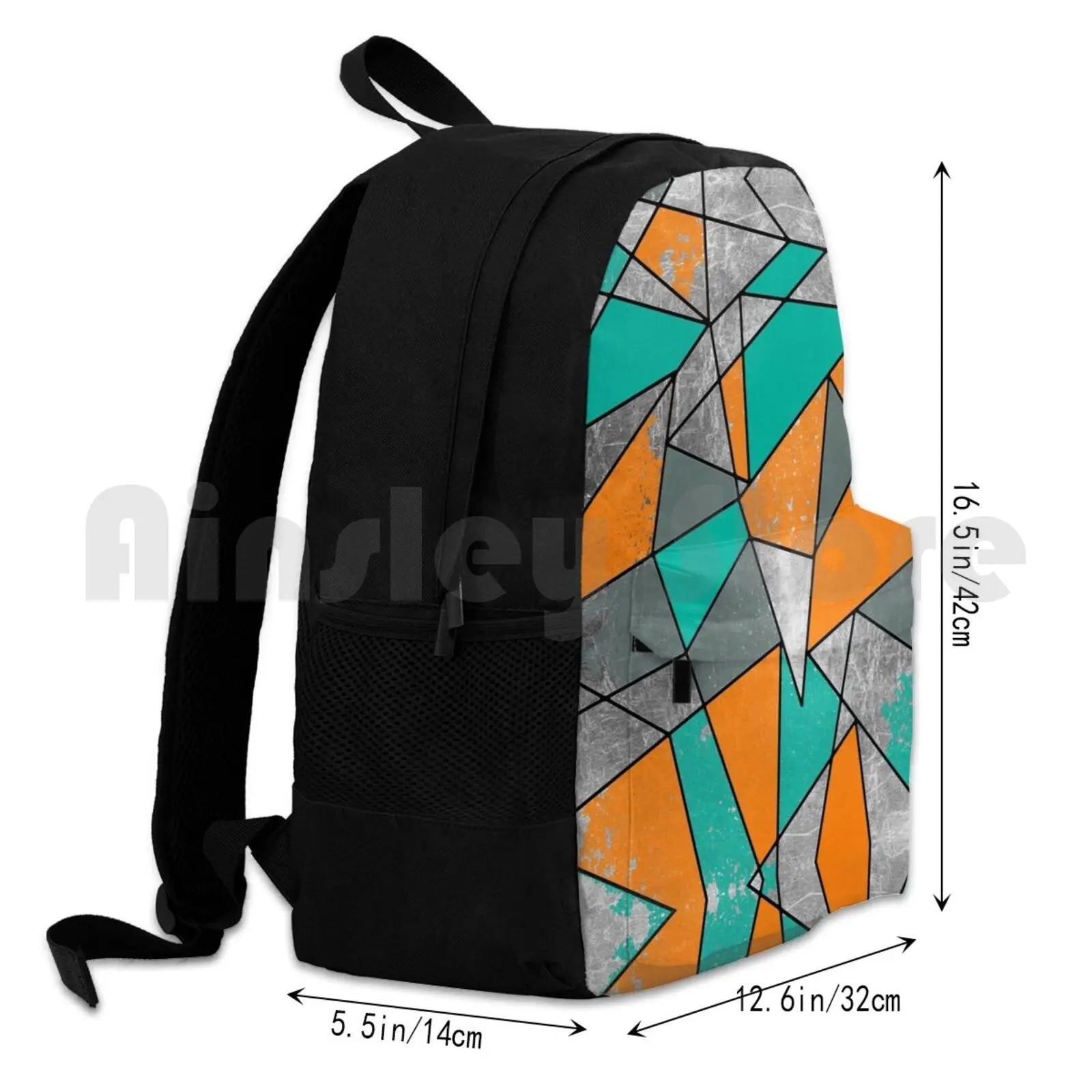 Modern Rustic Orange Teal Gray Silver Geometric Backpack
