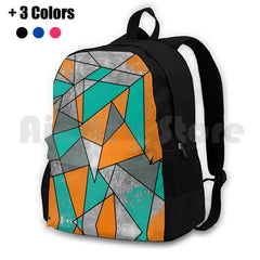 Modern Rustic Orange Teal Gray Silver Geometric Backpack