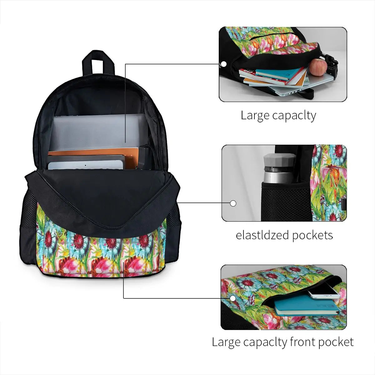 Watercolor Tropical Flowers Backpacks Men Women Reusable Bags Female Backpacks