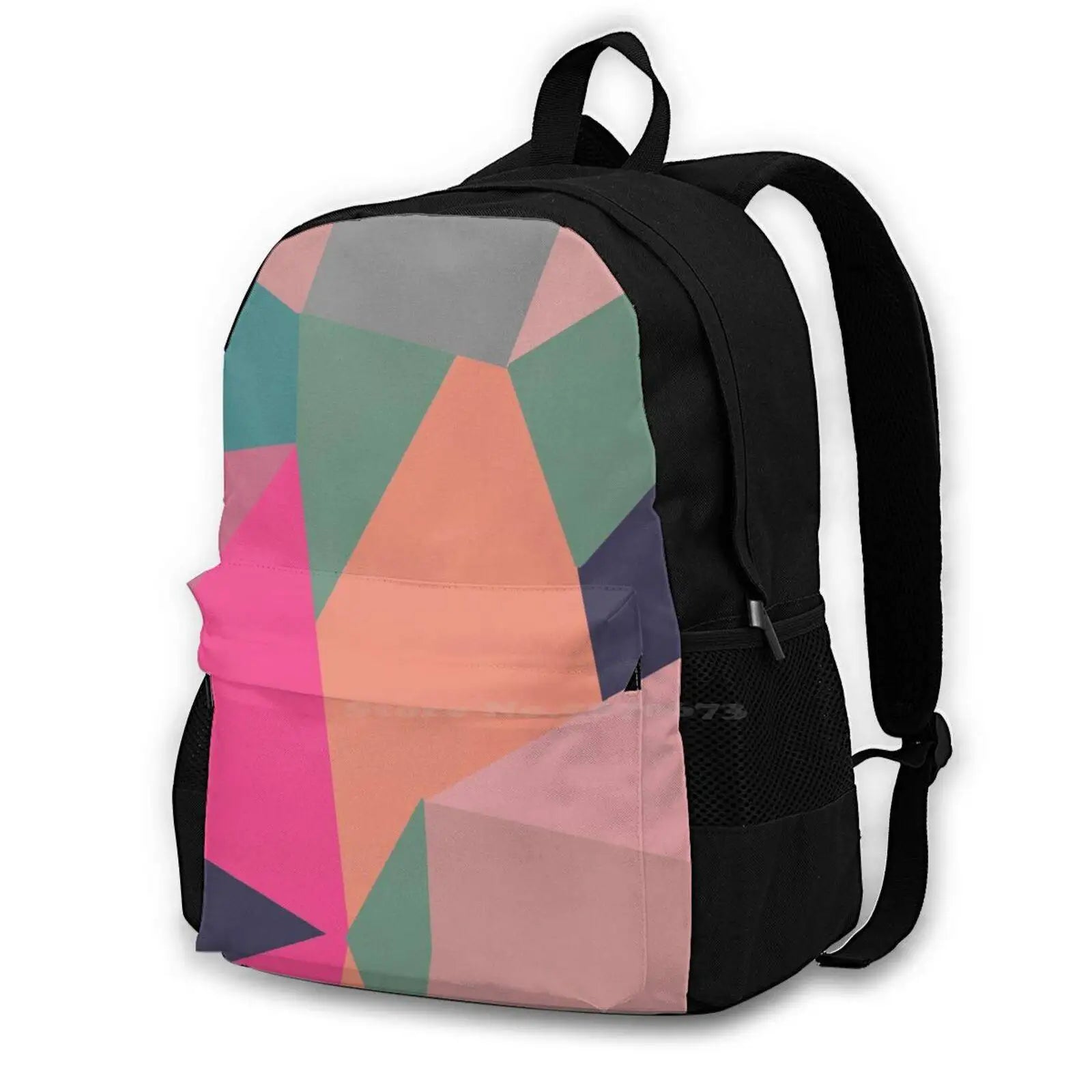 Modern Triangle 3D Print Backpack Casual Bag Colorful Living Room Messy