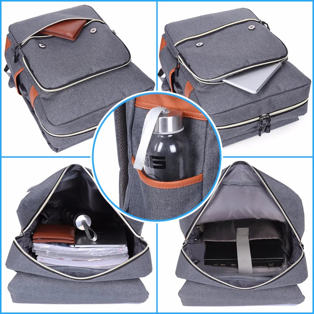 Vintage Laptop Backpack USB Charging Port Lightweight School Bag