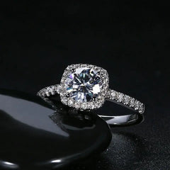 Moissanite Ring US Classic Square Bag Micro Inlay