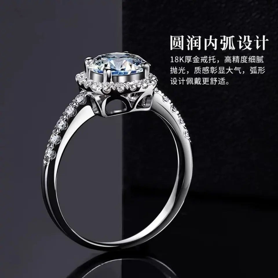 Moissanite Ring US Classic Square Bag Micro Inlay