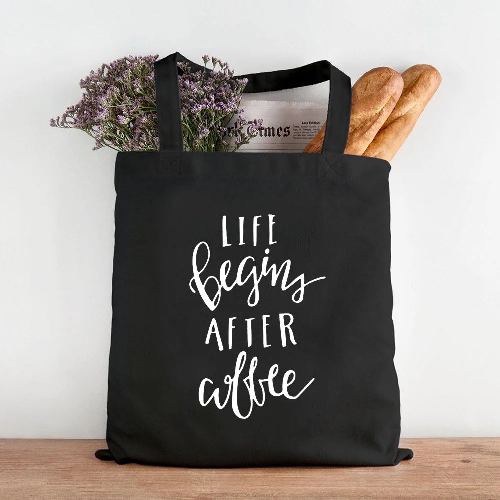 Mom Life Women Shoulder Cloth Bags Reusable Shopper Teacher Student Book Bags Fi