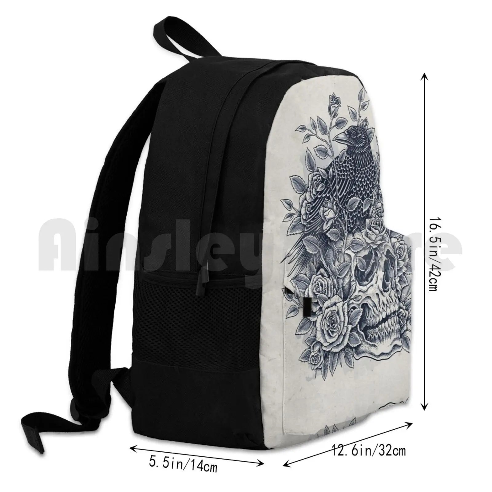 Monochrome Floral Skull Outdoor Hiking Backpack Riding Climbing Sports Bag