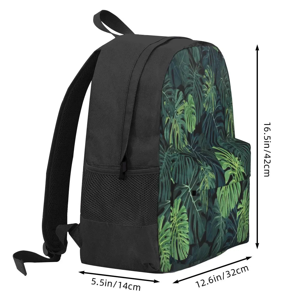 Monstera Leaves Backpacks Zipper Close Men's Women's Bag