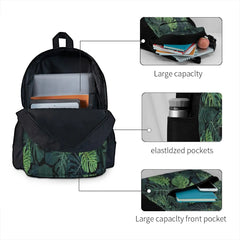 Monstera Leaves Backpacks Zipper Close Men's Women's Bag