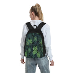 Monstera Leaves Backpacks Zipper Close Men's Women's Bag