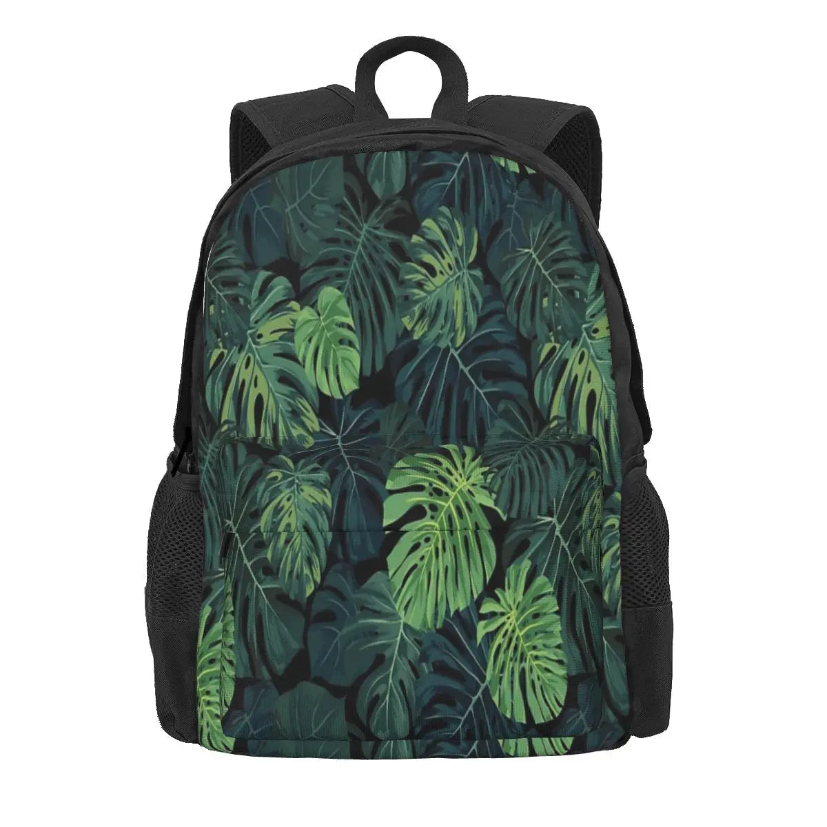 Monstera Leaves Backpacks Zipper Close Men's Women's Bag