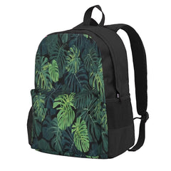 Monstera Leaves Backpacks Zipper Close Men's Women's Bag
