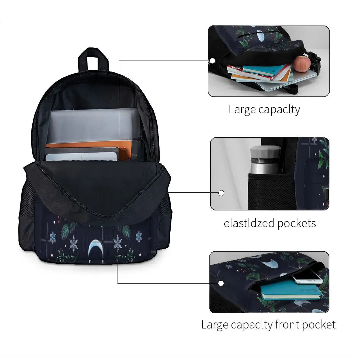 Moonlit Garden-Festive Green Backpacks Men's Backpacks Bags For Women Unisex