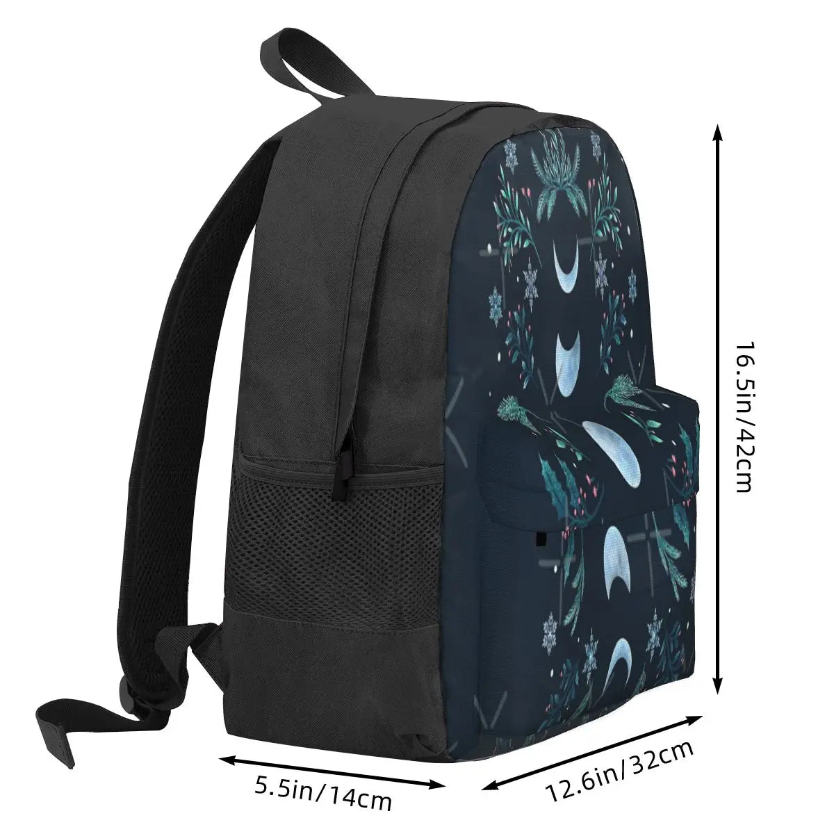 Moonlit Garden-Teal Snow Backpacks Men Women Mens B