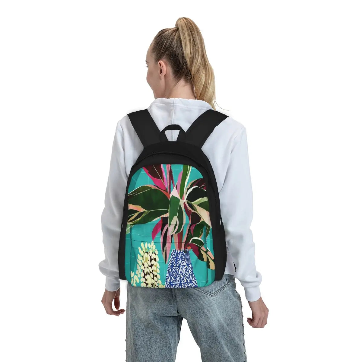 Moroccan Shelfie Tropical Teal Plants Backpacks Men's Backpacks Bags For Women
