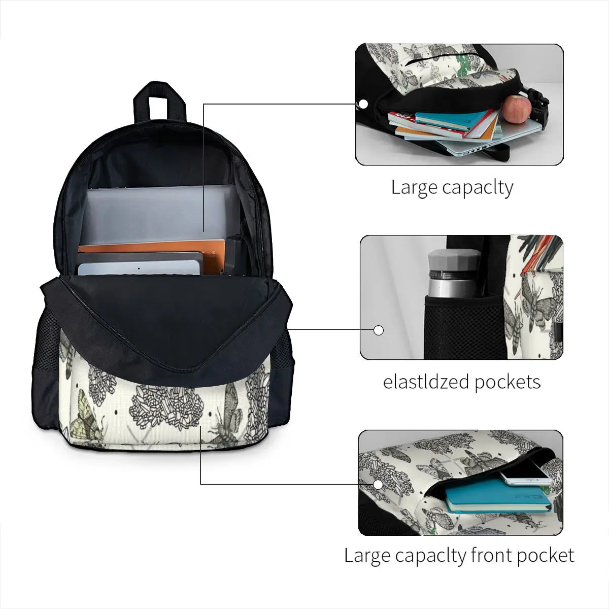 Moths And Rocks Backpack Men's Bag Women's Back Bag