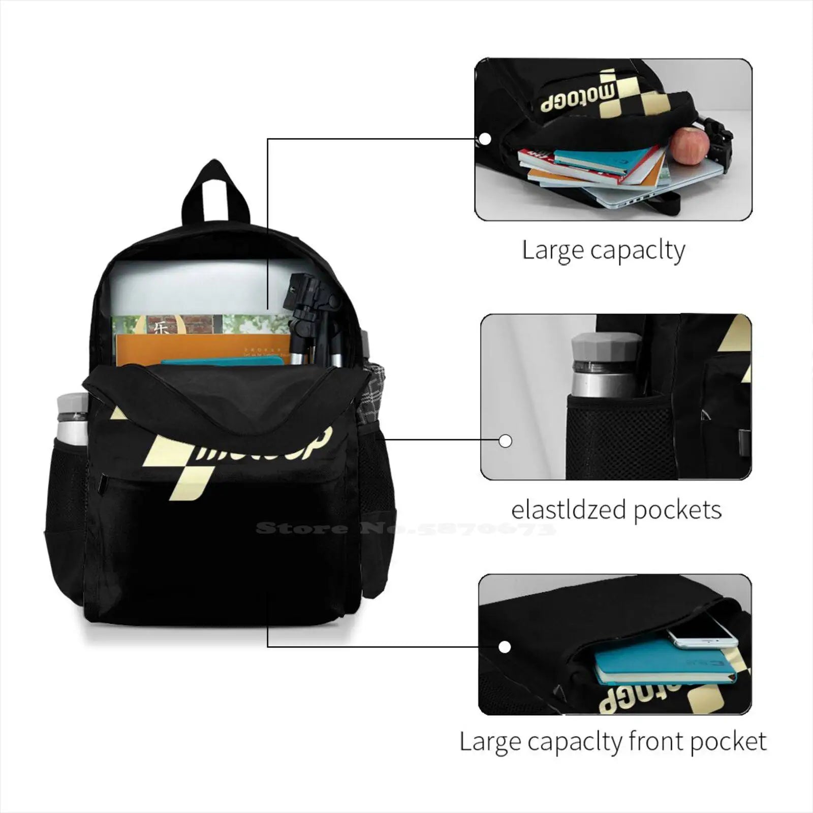 Motorcycle Racing 3D Print Backpack Casual Bag