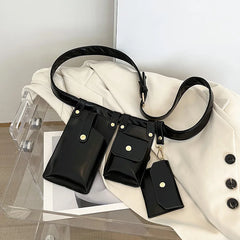 3Pcs Girl Chest Bags PU Leather Small Square Bag Purses