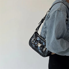 Crocodile Pattern Shoulder Bag Metal Heart Handbags
