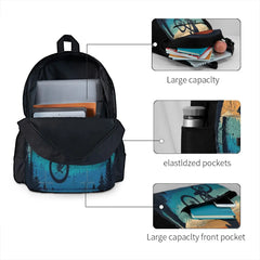 Retro Mountain Biking Backpack Print Zipper Men Women Bags