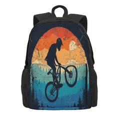 Retro Mountain Biking Backpack Print Zipper Men Women Bags