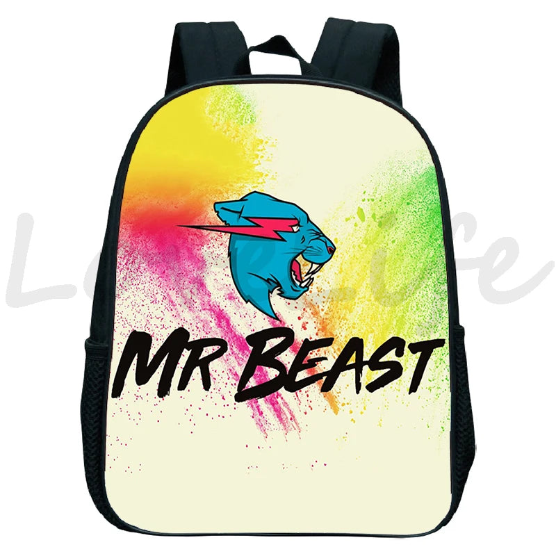 Mr Beast Backpack for Boys Girls Kids School Bag Lightning Cat Rucksack