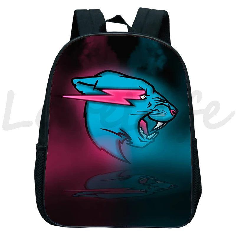 Mr Beast Backpack for Boys Girls Kids School Bag Lightning Cat Rucksack