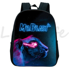 Mr Beast Backpack for Boys Girls Kids School Bag Lightning Cat Rucksack