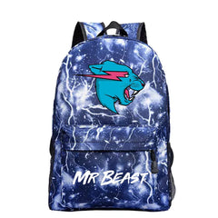 Mr Beast Lightning Cat Backpack Boys Girls Cartoon Bookbag