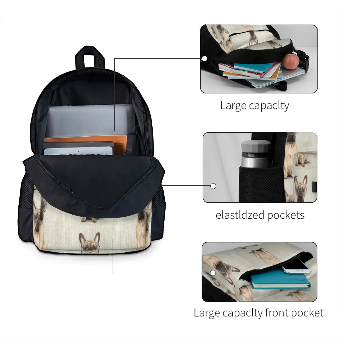 Bulldog Anime Backpack for Men and Women