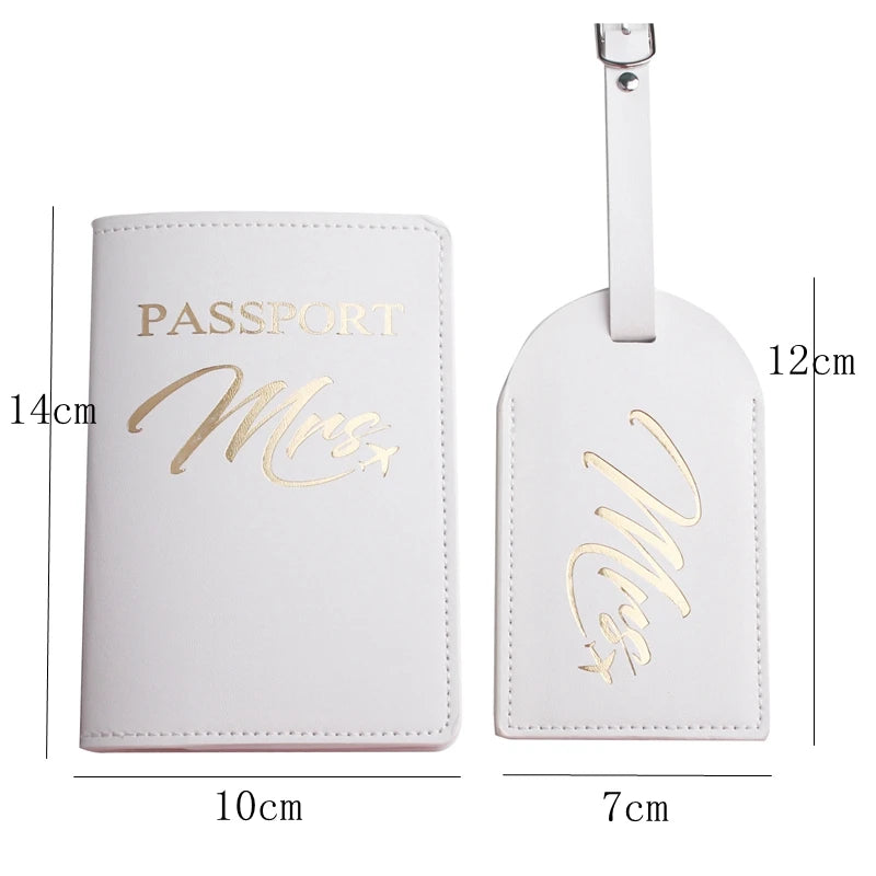 Embroidered Mr Mrs Lover Couple Passport Cover Holder Case