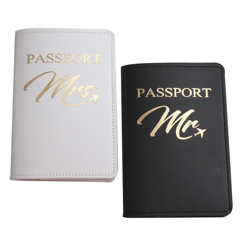Embroidered Mr Mrs Lover Couple Passport Cover Holder Case