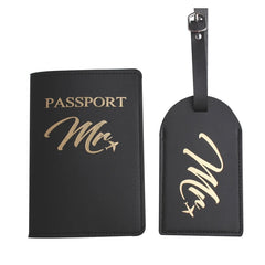 Embroidered Mr Mrs Lover Couple Passport Cover Holder Case